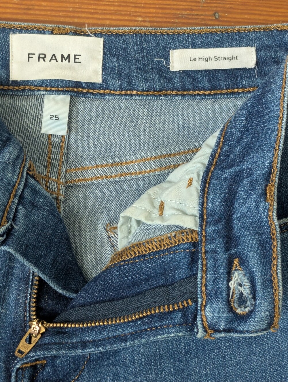 FRAME Denim Medium Blue "Le High Straight" Stretch Ankle Jeans Size 25 - Picture 6 of 10